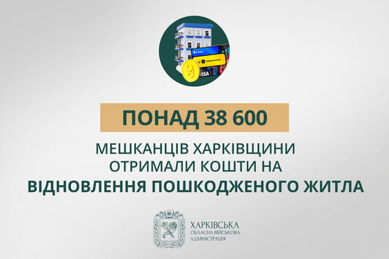 «Понад 38 600 мешканців Харківщини отримали кошти на відновлення пошкодженого житла», – Олег Синєгубов
