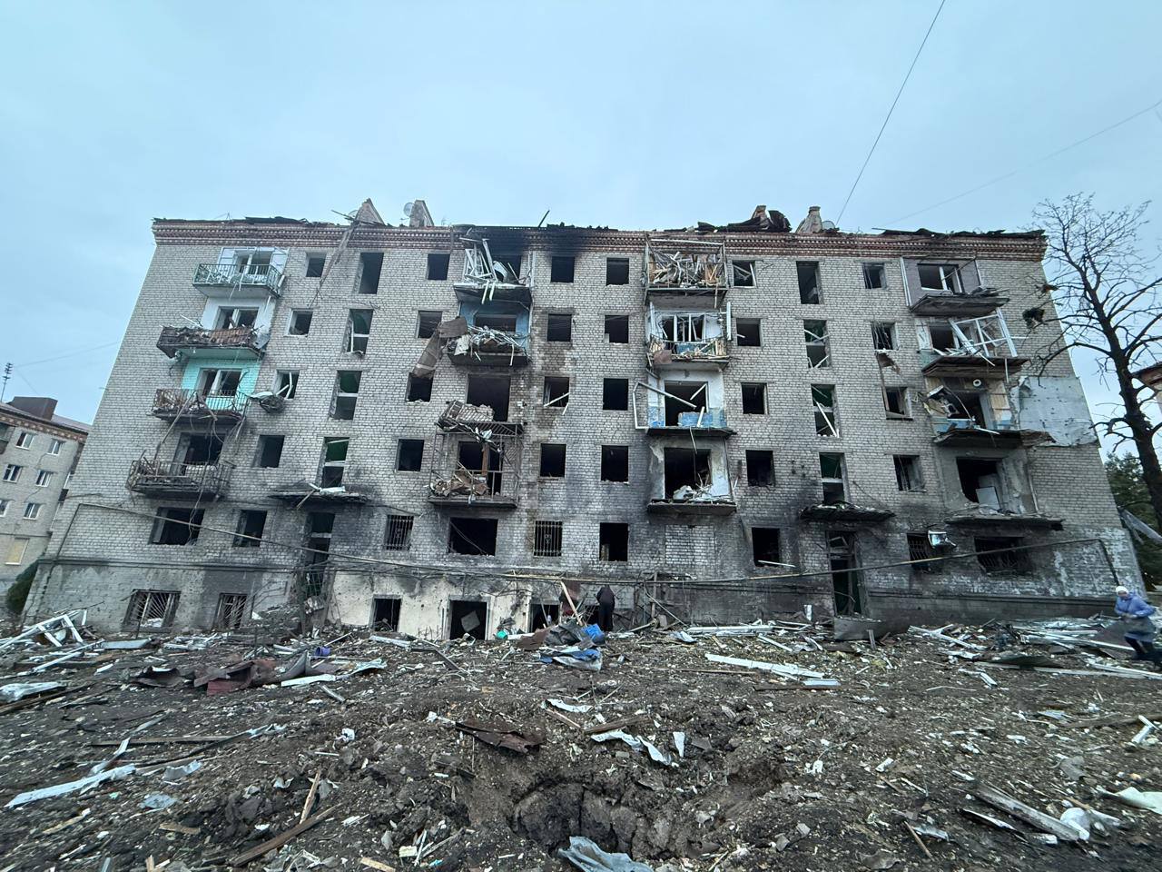 Наслідки ворожого удару по м. Балаклія 01.10.2025