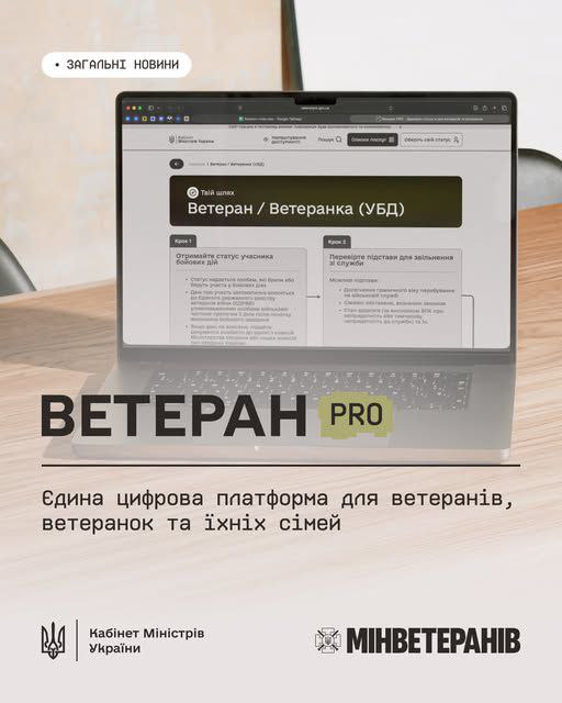 В Україні запрацював  Ветеран PRO — єдина цифрова платформа для ветеранів, ветеранок та їхніх родин