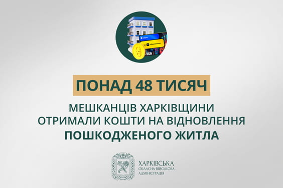 «Понад 48 тисяч мешканців Харківщини отримали кошти на відновлення пошкодженого житла», — Олег Синєгубов