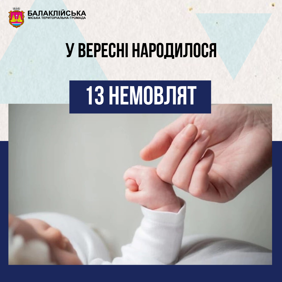 За вересень місяць у пологовому відділенні Балаклійської клінічної багатопрофільної лікарні інтенсивного лікування народилось 13 немовлят: 5 хлопчиків та 8 дівчаток.